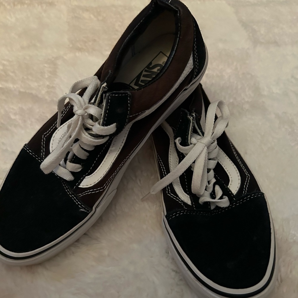 Vans Black and White Classic Sneakers with Waffle Sole